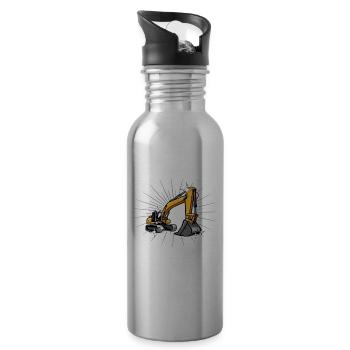 Baggerfahrer Bagger - Trinkflasche mit integriertem Trinkhalm - Lightsilver - Rechts