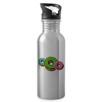 I Love Donuts - Water bottle with straw - silver - Right