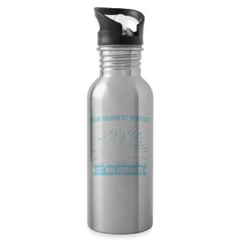 Lustige Büsum Sprüche - Trinkflasche mit integriertem Trinkhalm - Lightsilver - Rechts