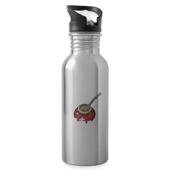 Mate Tee Geschenk - Trinkflasche mit integriertem Trinkhalm - Lightsilver - Rechts