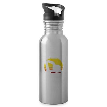 Baggerfahrer Papa Baggerführer - Trinkflasche mit integriertem Trinkhalm - Lightsilver - Rechts