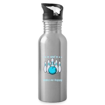 Bowling Bowler - Trinkflasche mit integriertem Trinkhalm - Lightsilver - Rechts