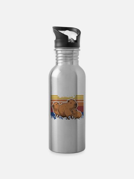 Capybara - Trinkflasche mit integriertem Trinkhalm - Lightsilver