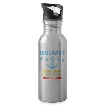 Wolgast Sprüche - Trinkflasche mit integriertem Trinkhalm - Lightsilver - Rechts