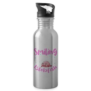 keep smiling like a blobfish Design - Water bottle with straw - silver - Right