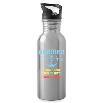 Bremen Sprüche - Trinkflasche mit integriertem Trinkhalm - Lightsilver - Rechts