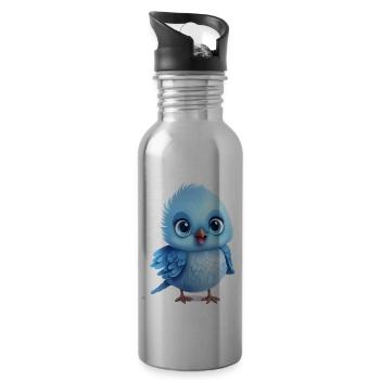 Cute Bird Baby - Water bottle with straw - silver - Right