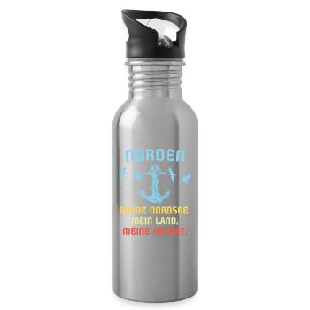 Norden - Trinkflasche mit integriertem Trinkhalm - Lightsilver - Rechts