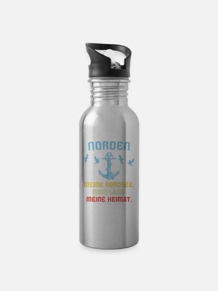Norden - Trinkflasche mit integriertem Trinkhalm - Lightsilver