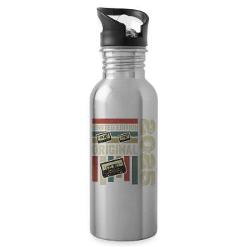 Vintage 2025 - Retro Geburtstagsspruch 2025 - Trinkflasche mit integriertem Trinkhalm - Lightsilver - Rechts