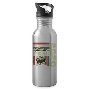 Vintage 2020 - Retro Birthday Quote 2020 - Water bottle with straw - silver - Right