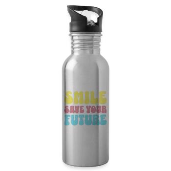 Zahnarzt Retro Dentist - Water bottle with straw - silver - Right