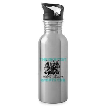 Dentist Smile Sarcasm Dentist - Water bottle with straw - silver - Right