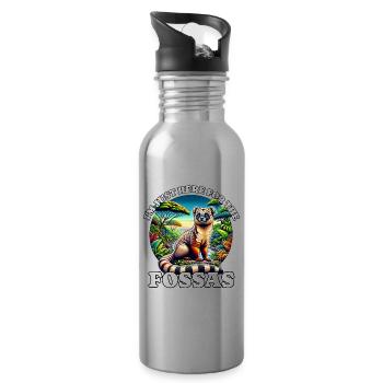 Fossa Madagascar Fossas - Trinkflasche mit integriertem Trinkhalm - Lightsilver - Rechts