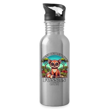 Ich mag Fossas - Trinkflasche mit integriertem Trinkhalm - Lightsilver - Rechts