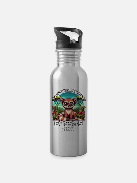 Ich mag Fossas - Trinkflasche mit integriertem Trinkhalm - 
