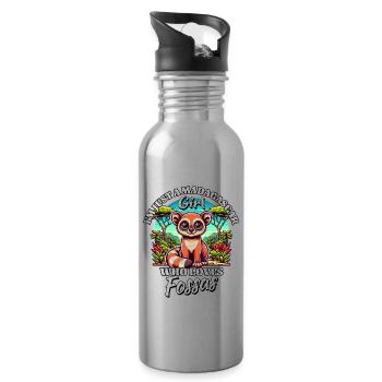 Girl Loves Fossas - Trinkflasche mit integriertem Trinkhalm - Lightsilver - Rechts