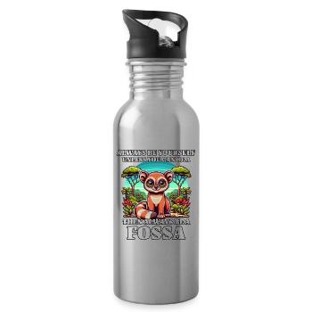 Fossa Sprüche - Trinkflasche mit integriertem Trinkhalm - Lightsilver - Rechts