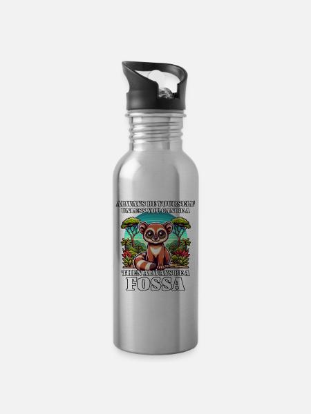 Fossa Sprüche - Trinkflasche mit integriertem Trinkhalm -
