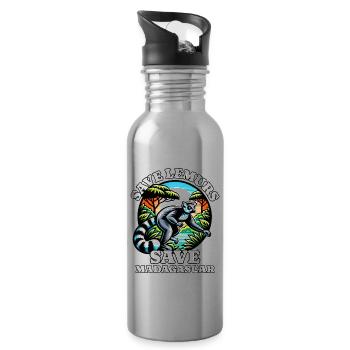 Save Lemurs - Water bottle with straw - silver - Right