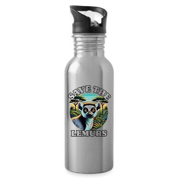 Lemur Lemurs - Trinkflasche mit integriertem Trinkhalm - Lightsilver - Rechts