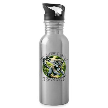 Lustige Lemur Sprüche - Trinkflasche mit integriertem Trinkhalm - Lightsilver - Rechts