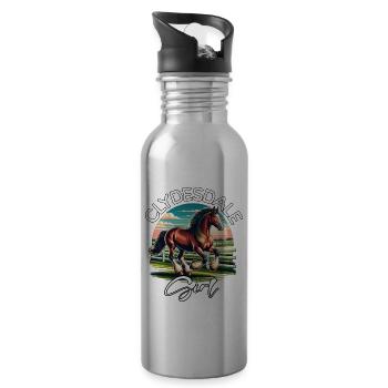 Clydesdale Geschenk - Trinkflasche mit integriertem Trinkhalm - Lightsilver - Rechts