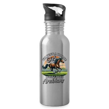 Fille de chevaux arabes - Gourde avec paille intégrée - argent clair - Droite