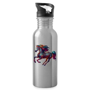 Arabian Horse Rider - Water bottle with straw - silver - Right