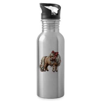 Shetland Pony Pferd - Trinkflasche mit integriertem Trinkhalm - Lightsilver - Rechts