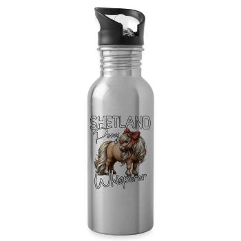 Shetland Pony Flüsterer - Trinkflasche mit integriertem Trinkhalm - Lightsilver - Rechts
