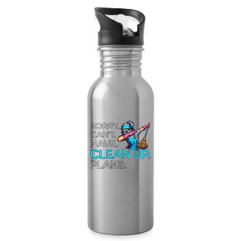 Cleaner - Water bottle with straw - silver - Right