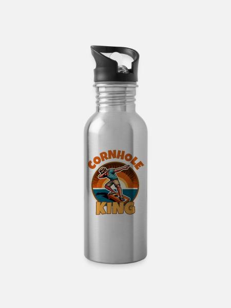 Cornhole King - Water bottle with straw - silver
