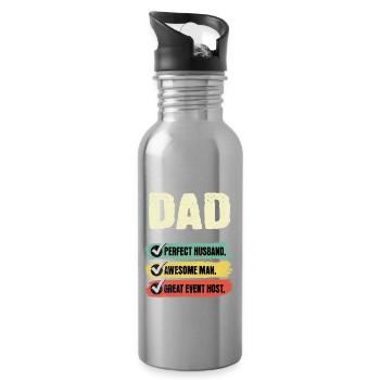 Papa Event Host Vatertag - Trinkflasche mit integriertem Trinkhalm - Lightsilver - Rechts