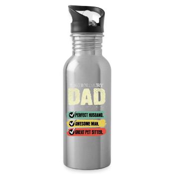 Dad Pet Sitter Father's Day - Water bottle with straw - silver - Right