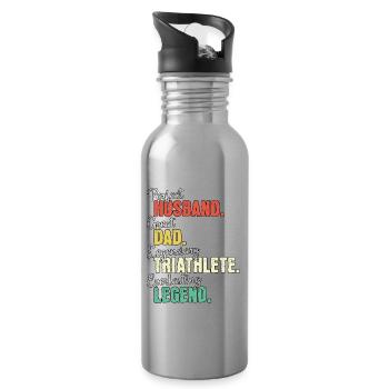 Papa triathlète - Gourde avec paille intégrée - argent clair - Droite