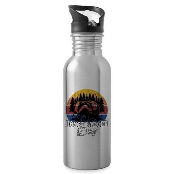 Honey badger - Water bottle with straw - silver - Right