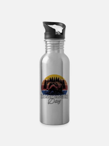 Honigdachs - Trinkflasche mit integriertem Trinkhalm -