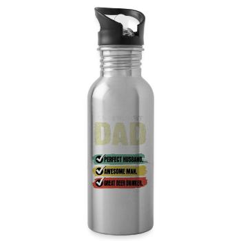 Papa Biertrinker Vatertag - Trinkflasche mit integriertem Trinkhalm - Lightsilver - Rechts