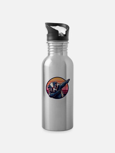 Honigdachs Spruch - Trinkflasche mit integriertem Trinkhalm -