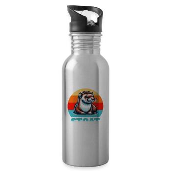 Ermine Sayings - Water bottle with straw - silver - Right