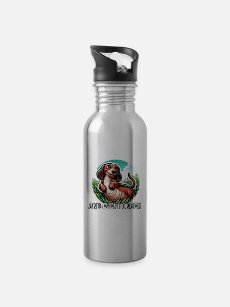 Dackel Sprüche - Trinkflasche mit integriertem Trinkhalm -