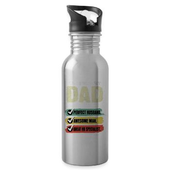 Papa HR Spezialist Vatertag - Trinkflasche mit integriertem Trinkhalm - Lightsilver - Rechts