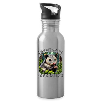 Save Opossum - Water bottle with straw - silver - Right