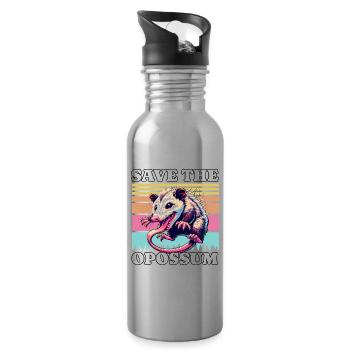 Save Opossum - Water bottle with straw - silver - Right