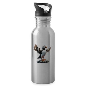 Puffin Saying - Water bottle with straw - silver - Right