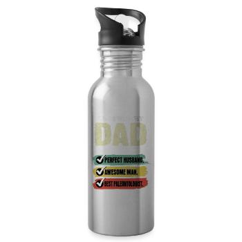 Dad Paleontologist Father's Day - Water bottle with straw - silver - Right