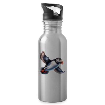 Papageientaucher - Trinkflasche mit integriertem Trinkhalm - Lightsilver - Rechts
