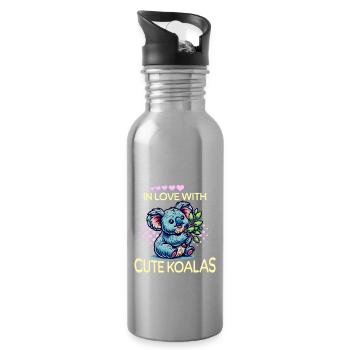 Koala Mädchen - Trinkflasche mit integriertem Trinkhalm - Lightsilver - Rechts