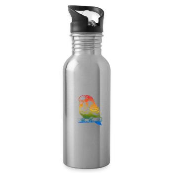 Funny Sun Parakeet Sayings - Water bottle with straw - silver - Right